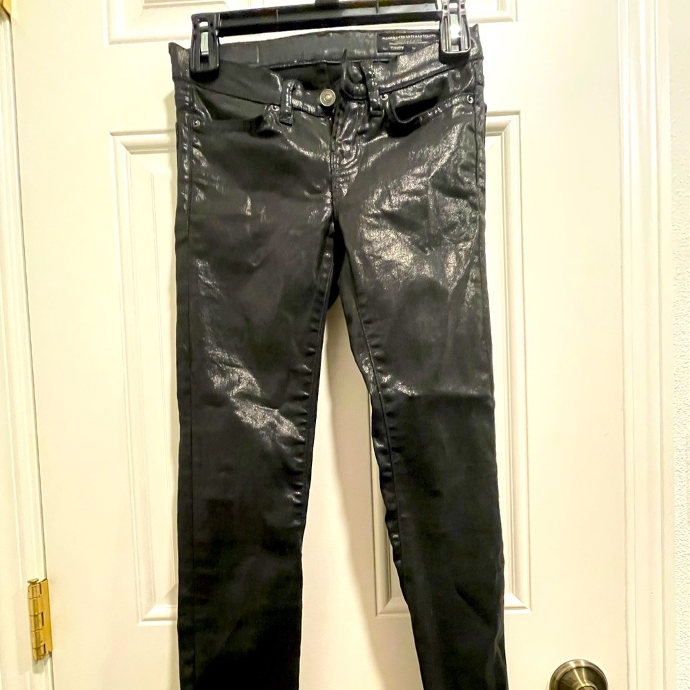 All Saints Laminated Black Jeans NWOT